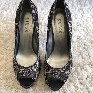 Last chance 3/16.Guess platform peep toe heels